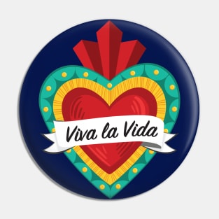 Mexican Sacred Heart III / "Viva la Vida" Frida Kahlo's Quote in Spanish by Akbaly Pin