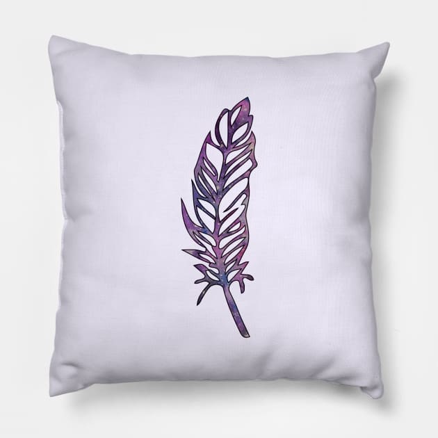 Galaxy Feather | Purple + Blue Feather | Watercolor Galaxy Feather Pillow by Tilila