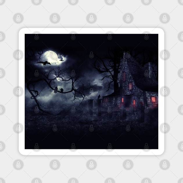 Haunted House and crows Magnet by AnnArtshock