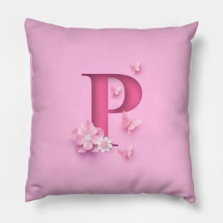 P Letter Personalized, Pink Minimal Cute Design, Birthday Gift, Christmas Gift Pillow