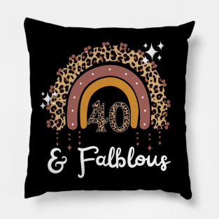 40 Years Old Fabulous Rainbow Leopard 40th Birthday Pillow