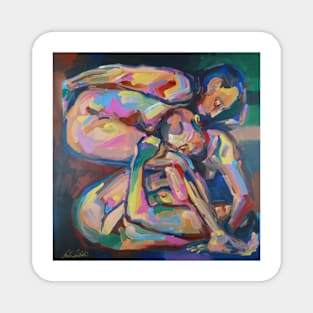 Three abstract figurative nudes in a box Magnet