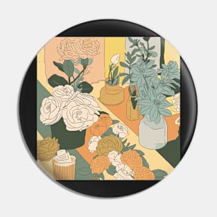 Elegant Floral Line Art Pin