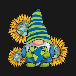 Sunflower Gnome With Heart Earth Day T-Shirt