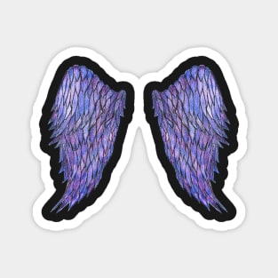 Purple Watercolour and Ink Angel Wings - Protected by Angels Magnet