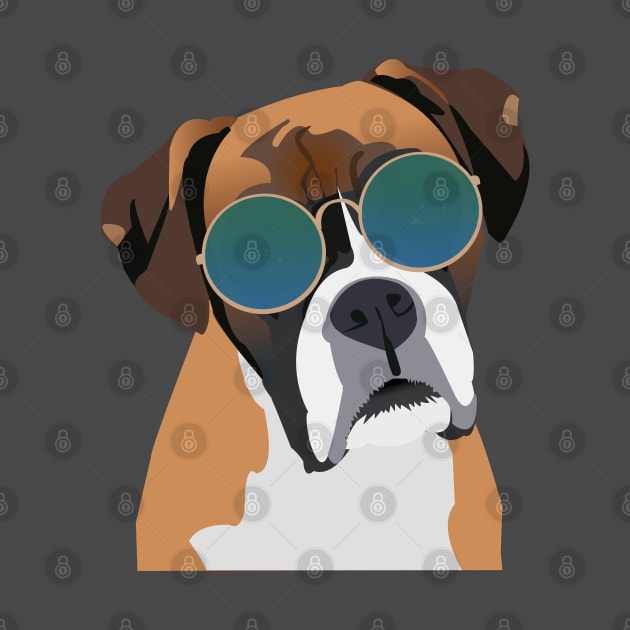 Boxer Dog Wearing Sunglasses by KCPetPortraits