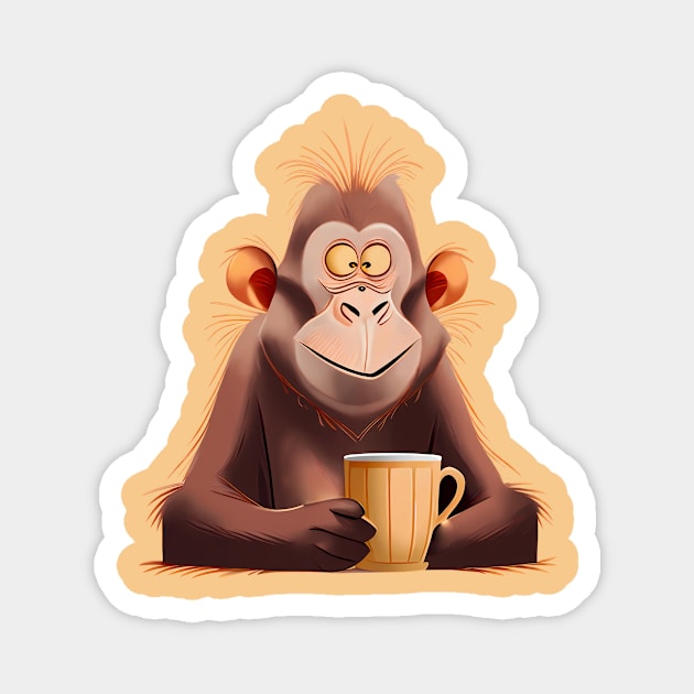 monkey with cup Magnet by ArtificialBeaux