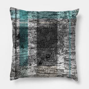 Rustic Plaid Birch Grey White Teal Green Pillow