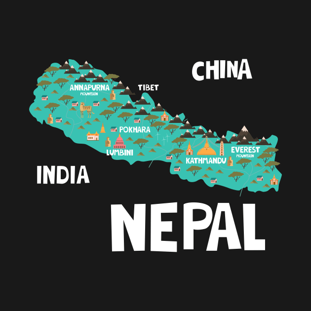 Nepal Illustrated Map by JunkyDotCom