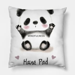 Adorable Baby Panda Digital Artwork - A Mindful Moment of Cuteness Pillow