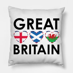 Great Britain England Scotland Wales Flags Hearts Pillow