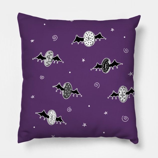 Quirky Comics: Bat Donuts Pillow by DearTreehouse