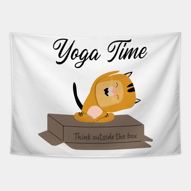 Yoga Cat / Yoga Time / Yoga Training T-shirt / Cute Cat Doing Yoga / Think Outside The Box Tapestry by Redboy