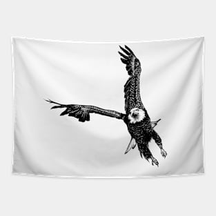 Flying Eagle - bald eagle black & white Tapestry