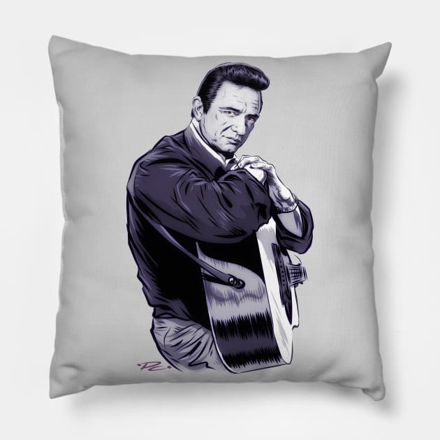 Johnny Cash - An illustration by Paul Cemmick Pillow by PLAYDIGITAL2020