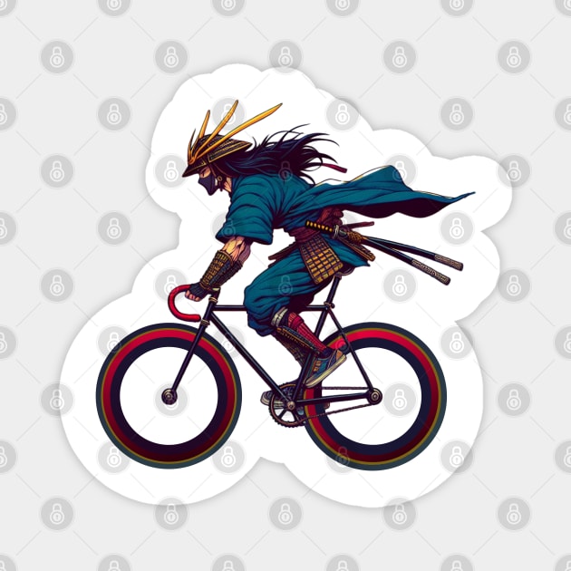 Cycling Japanese Warrior Magnet by susanne.haewss@googlemail.com