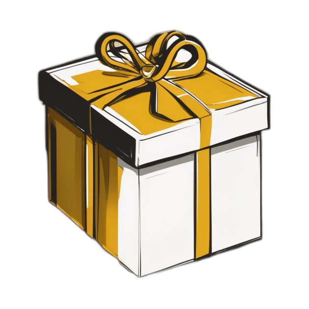 Golden Ribbon Gift Box Illustration No. 1012 by cornelliusy