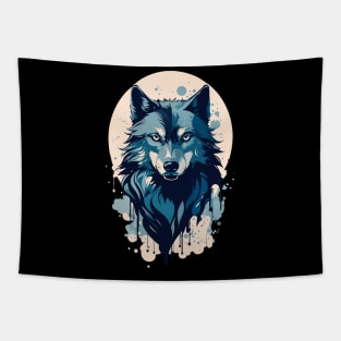 Lone Blue Wolf Tapestry