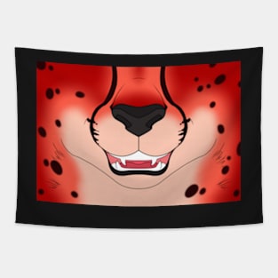 Red Cheetah Face Tapestry