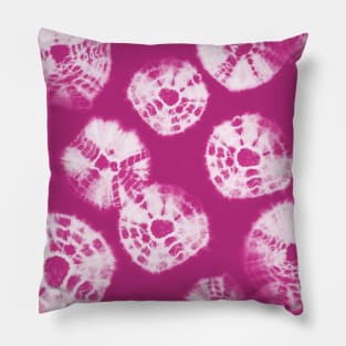 Shibori Kumo tie dye white dots over pink fuchsia Pillow