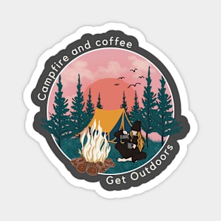 Campfire and Coffee - Get Outdoors! Magnet