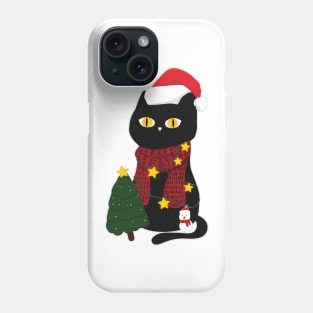 Cute Santa Santa Cat enjoy on Christmas Day Phone Case