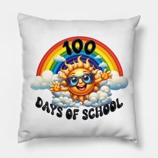 100 Days of School Celebration with a Sunny Rainbow Pillow