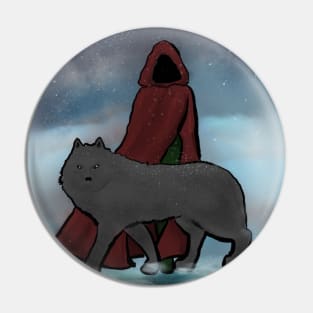 Red Riding Hood and Wolf in Fog Pin