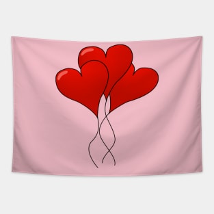 Bunch of Heart Shaped Valentine's Day Balloons Tapestry