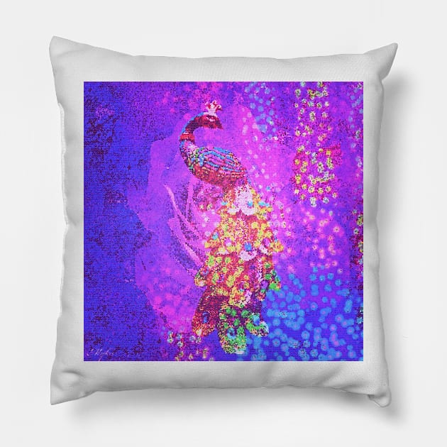 Peacock Mosaic Pillow by Overthetopsm