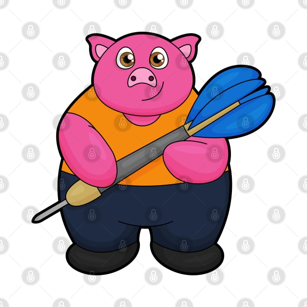 Pig as Dart player with Darts by Markus Schnabel