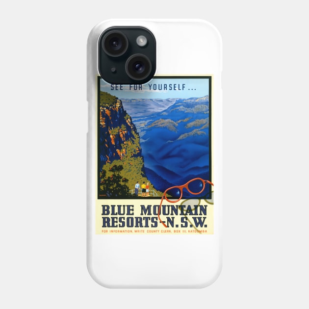 Vintage Travel Poster Australia Blue Mountains Phone Case by vintagetreasure