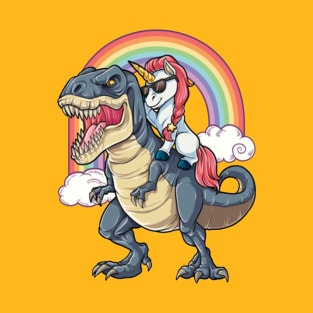 Unicorn Riding Dinosaur T-Shirt