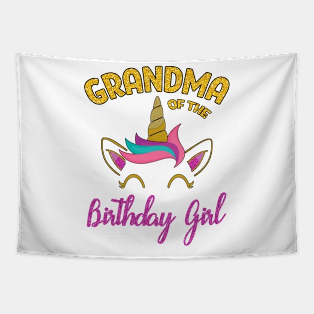 Grandma of the Unicorn Birthday Girl Tapestry by Kink4on