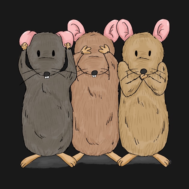 Three Wise Mice - See No Evil - Hear No Evil - Speak No Evil - Cute Rodents by Thor