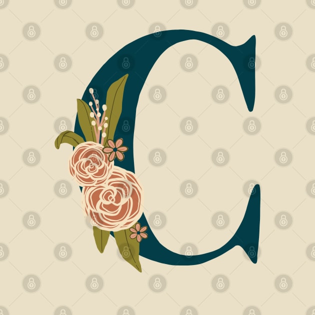 Floral Monogram Letter C by NewBranchStudio