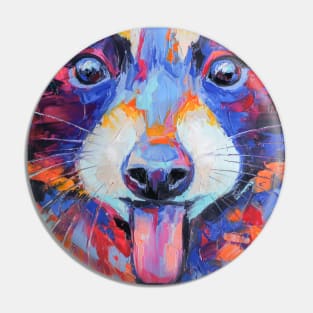 Conceptual abstract painting of a raccoon muzzle. Pin