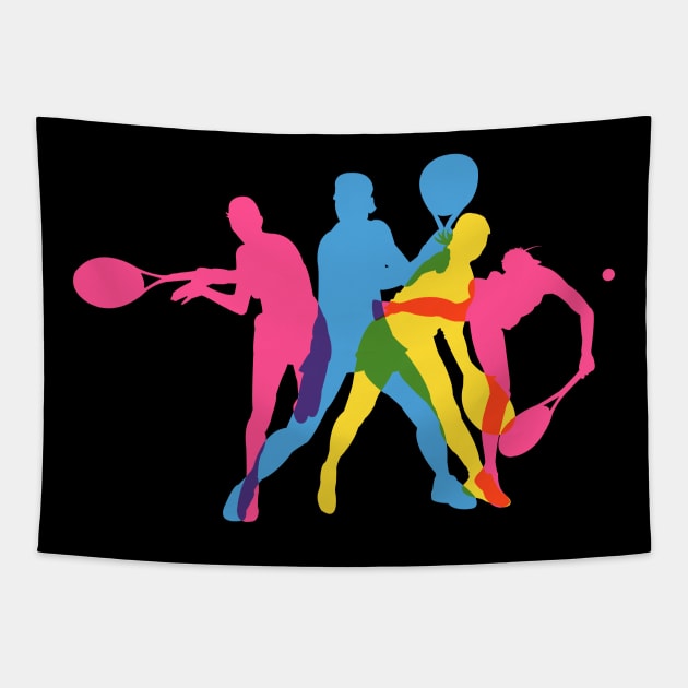 BRIGHT TENNIS SILHOUETTES Tapestry by madeinchorley