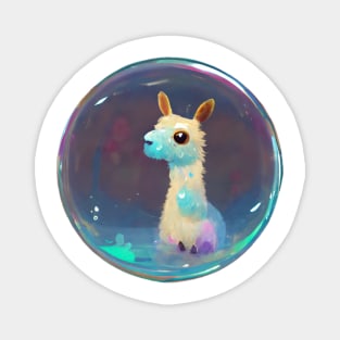 Cute llama in a bubble Magnet