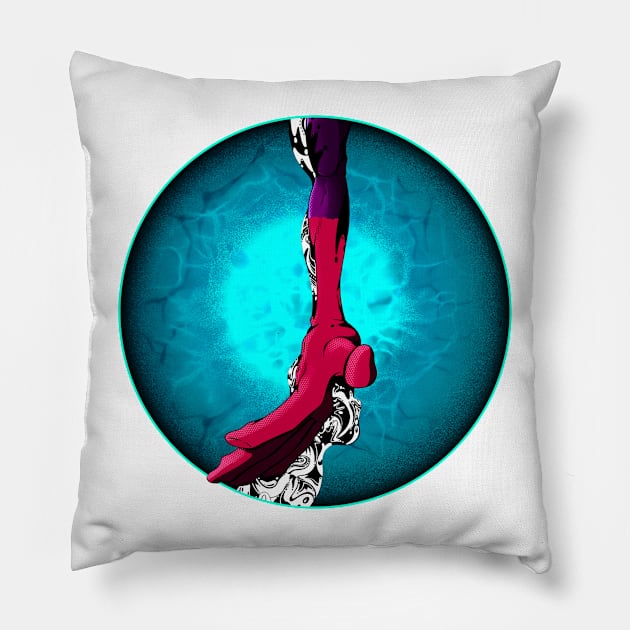 Reaching Through Waves Pillow by TJ Reese Art