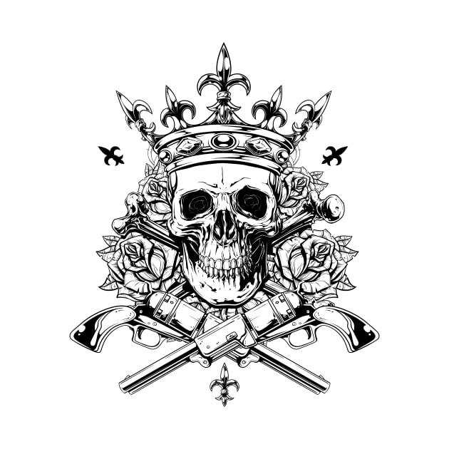 skull with guns and crown by Frispa