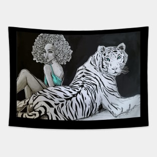 Beautiful and Strong Tiger Lady Tapestry