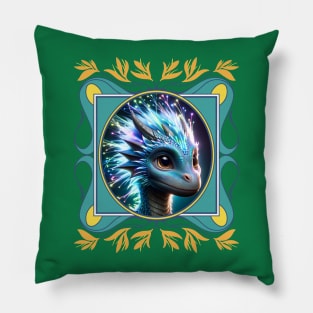 Baby Dragon with sparkly halo Pillow