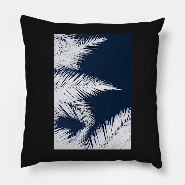 Palm Cyanotype #1 Pillow by ALICIABOCK