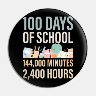 100 Days of School, Minutes and Hours Pin