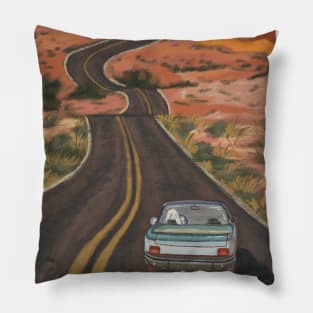 Ghostie on a Road Trip Among the Canyons Pillow