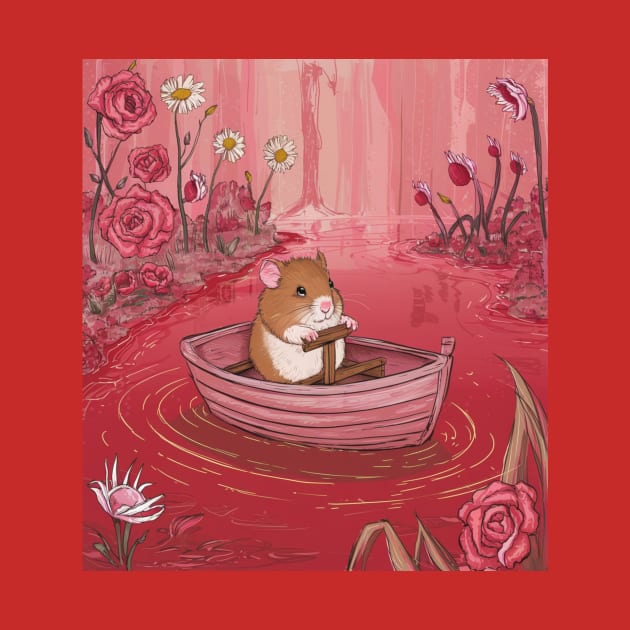 AI generated floral lake hamster on boat by Catbrat