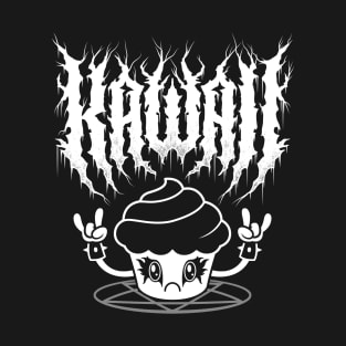 Kawaii Cupcake Black Metal Logo - Creepy Cute - Funny Spoopy Goth T-Shirt