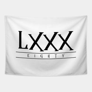 LXXX (Eighty) Black Roman Numerals Tapestry