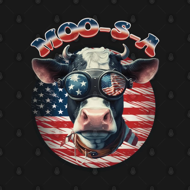 Patriotic USA Cow- Celebrate Animals and America by RailoImage